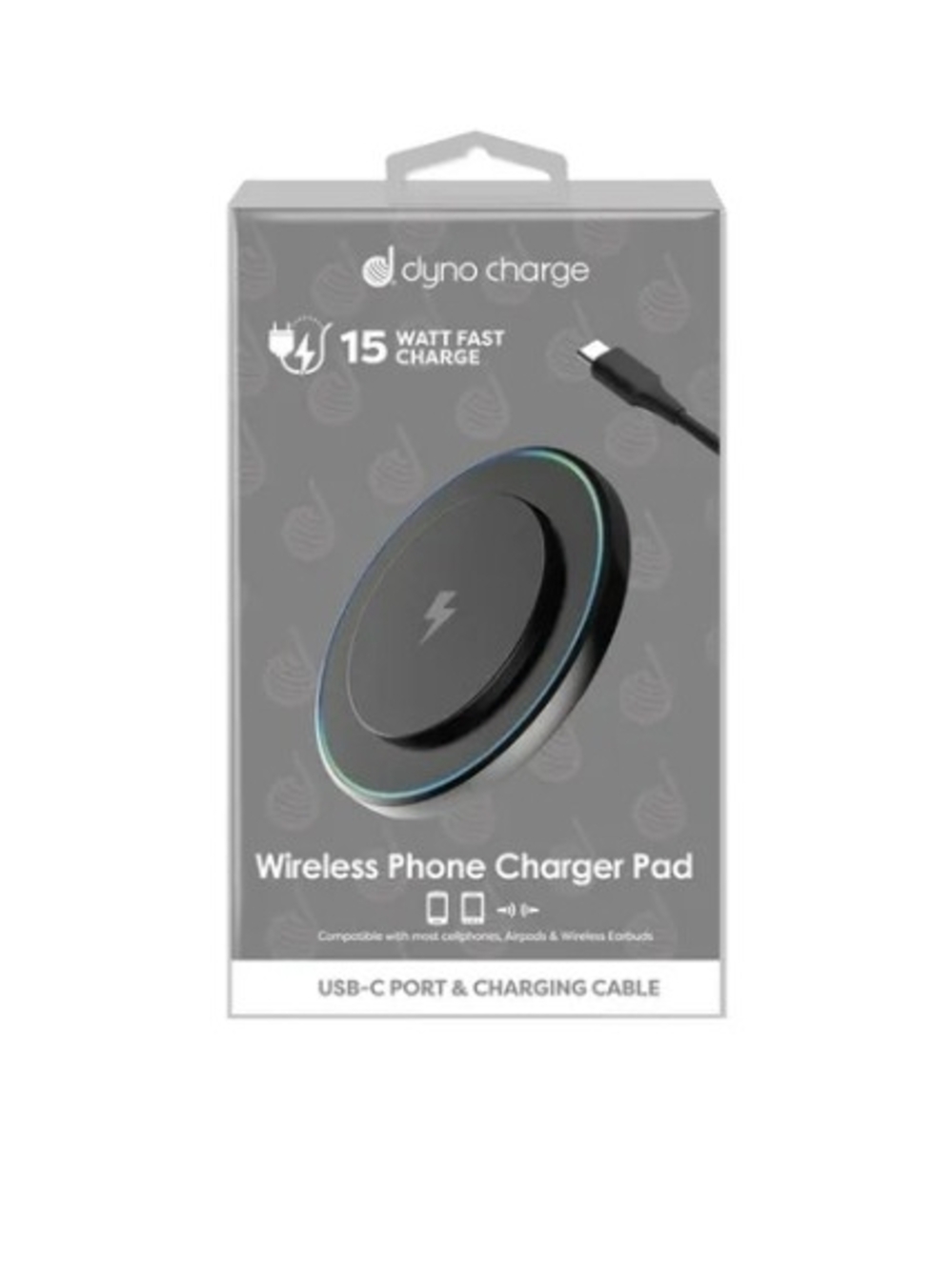 NIB Dyno Charge Usb-c Port & Charging Cable Wireless Phone Charger Pad